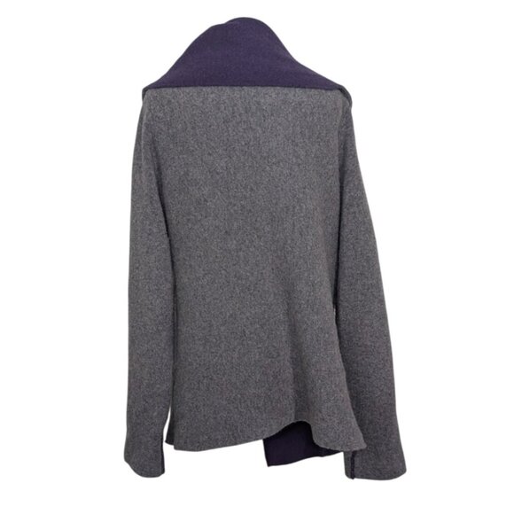 A Ida Wrap Cardigan Womens Size Large Gray Wool Blend Stretch Asymmetrical - Picture 8 of 11